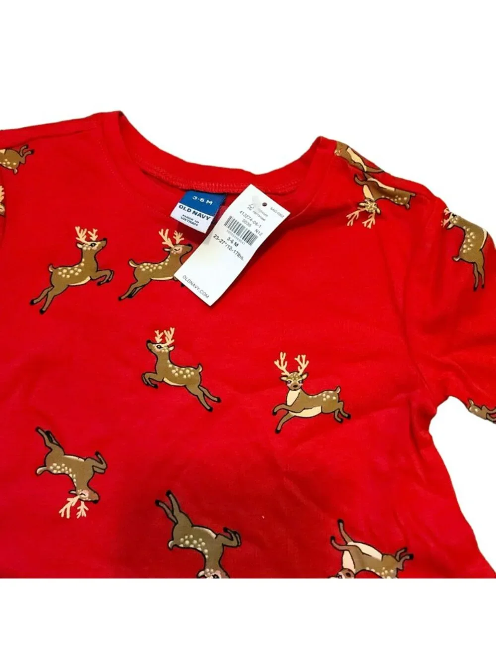 Old Navy Baby Girl Shirt Red Reindeer Red 100% Cotton 3-6 Mos. NWT JJ1987